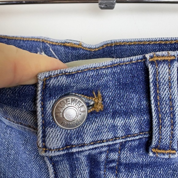 Madewell Flared Wide-Leg Jeans Medium Wash Raw Hem High Rise Women Size 27 - Picture 9 of 16